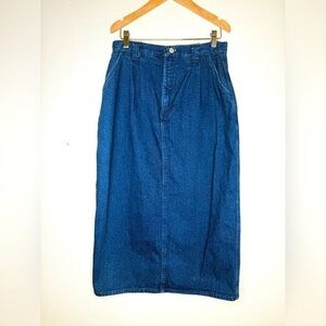 VTG Wrangler SilverLake Jean Midi Skirt dark Wash denim